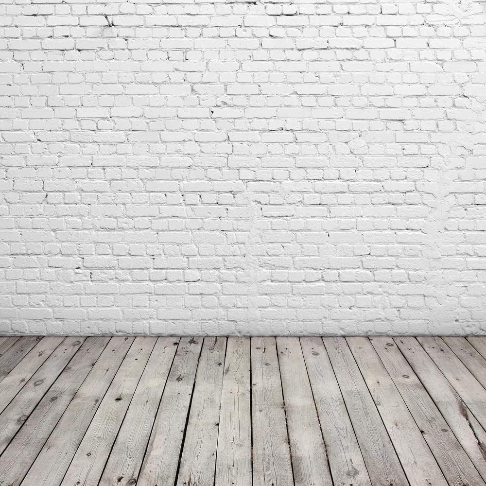 8x8 White Brick Wall with Gray Wooden Floor Photography Backdrop Vinyl Background for Pictures D-2504 8x8 White Brick Wall with Gray Wooden Floor Photography Backdrop Vinyl Background for Pictures D-2504